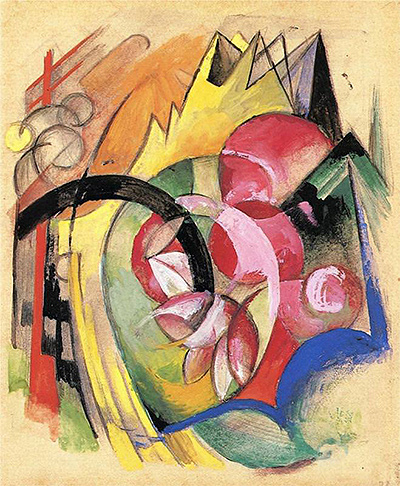 Farbenfrohe Blumen abstrakte Formen Franz Marc